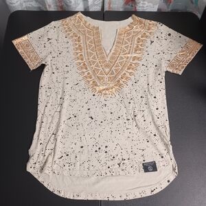 Switch Remarkable Upcycled Cut Neckline Copper and Tan Short Sleeve Tee